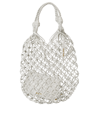 Woven Top Handle Tote, £410, Handbags, White, Leather, Front view